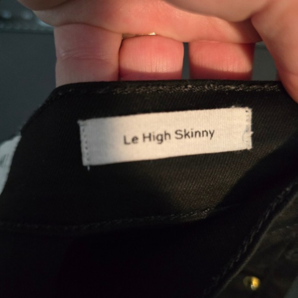FRAME‎ Le High Skinny Jeans Black High Rise Frayed Hem Denim Size 25 - Picture 6 of 15